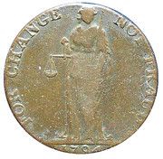 ½ Penny Wicklow Cronebane - Standing Justice, Ireland, 1794 reverse image