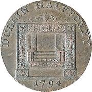 ½ Penny Dublin - Parker's, Ireland, 1794 reverse image