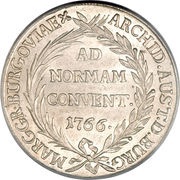 1 Thaler - Maria Theresia Gunzburg, Austria, 1766-1767 reverse image