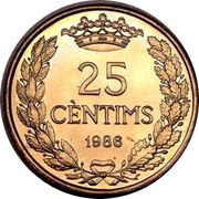 25 Cèntims - Joan Martí i Alanis Episcopal Co-Prince reverse image