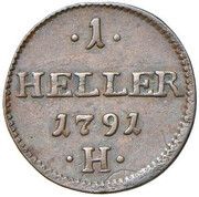 1 Heller - Joseph II / Leopold II, Austria, 1783-1792 reverse image