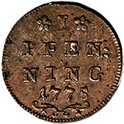 1 Pfenning - Hieronymus von Colloredo, Austria, 1775-1778 reverse image