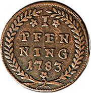 1 Pfenning - Hieronymus von Colloredo, Austria, 1783 reverse image