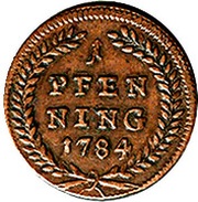 1 Pfenning - Hieronymus von Colloredo, Austria, 1783-1784 reverse image