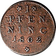1 Pfenning - Hieronymus von Colloredo, Austria, 1802 reverse image