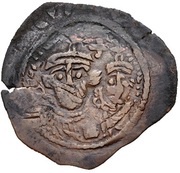 Nummus / Fals - Abd al-Malik ibn Marwan to al-Walid I ibn 'Abd al-Malik - two facing bust type Spain and North Africa - Arab-Byzantine obverse image