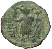 Follis / Fals - Muawiyah I - standing figure type Arab-Byzantine obverse image