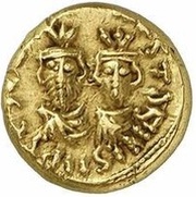 Solidus / Dinar - Pseudo-Byzantine - two standing figures type Arab-Byzantine obverse image