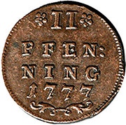 2 Pfenning - Hieronymus von Colloredo, Austria, 1777-1781 reverse image