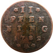 2 Pfenning - Hieronymus von Colloredo, Austria, 1782 reverse image