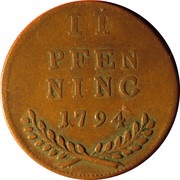 2 Pfennig - Hieronymus von Colloredo, Austria, 1791-1801 reverse image