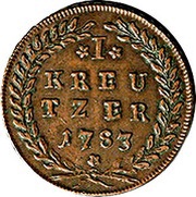 1 Kreutzer - Hieronymus von Colloredo, Austria, 1782-1784 reverse image