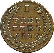 1 Kreutzer - Hieronymus von Colloredo, Austria, 1786-1790 reverse image
