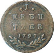 1 Kreutzer - Hieronymus von Colloredo, Austria, 1793-1794 reverse image