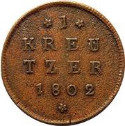 1 Kreutzer - Hieronymus von Colloredo, Austria, 1802 reverse image