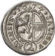 2 Kreuzers - Max Gandolf von Kuenburg, Austria, 1674-1676 reverse image