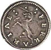 Grossetto of 2 Soldi - Ercole I Unicorn obverse image