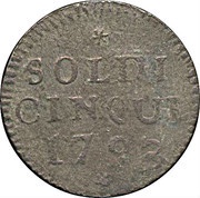 5 Soldi, Italy, 1793-1794 reverse image