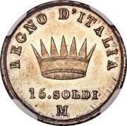 15 Soldi - Napoleon I, Italy, 1808-1814 reverse image
