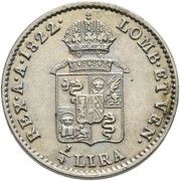 ¼ Lira - Franz I, Italy, 1822-1824 reverse image