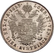1 Lira - Francis Joseph I, Italy, 1852-1858 reverse image
