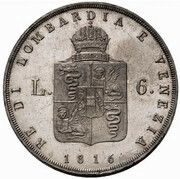 6 Lire - Franz I, Italy, 1816 reverse image