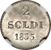 2 Soldi - Carlo Ludovico I, Italy, 1835 reverse image