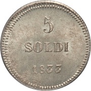 5 Soldi - Carlo Ludovico I, Italy, 1833-1838 reverse image