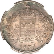 2 Lire - Carlo Ludovico I, Italy, 1837 reverse image