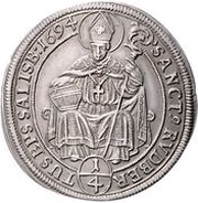 ¼ Thaler - Johann Ernst von Thun, Austria, 1694 reverse image