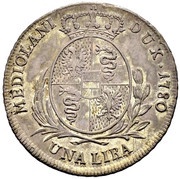 1 Lira - Maria Theresia, Italy, 1779-1780 reverse image