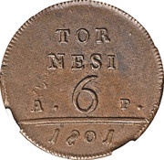 6 Tornesi - Ferdinando IV, Italy, 1799-1803 reverse image