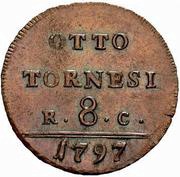 8 Tornesi - Ferdinando IV, Italy, 1796-1797 reverse image