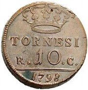10 Tornesi - Ferdinando IV, Italy, 1798 reverse image