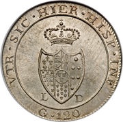 120 Grani - Ferdinando IV, Italy, 1805 reverse image