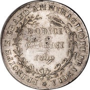 12 Carlini - Joachim Murat, Italy, 1809-1810 reverse image