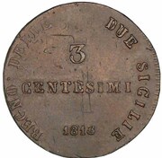3 Centesimi - Joachim Murat, Italy, 1813 reverse image
