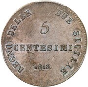 5 Centesimi - Joachim Murat, Italy, 1813 reverse image
