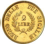 2 Lire - Joachim Murat Gold pattern, Italy, 1812 reverse image