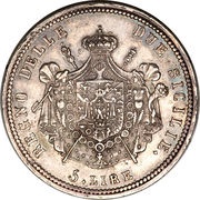 5 Lire - Joachim Murat, Italy, 1812-1813 reverse image