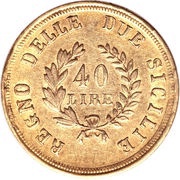 40 Lire - Joachim Murat, Italy, 1813 reverse image