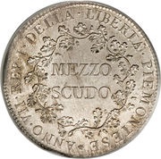 ½ Scudo, Italy, 1798 reverse image