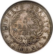 5 Francs reverse image
