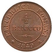 ½ Baiocco, Italy, 1849 reverse image