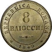 8 Baiocchi, Italy, 1849 reverse image