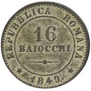16 Baiocchi, Italy, 1849 reverse image