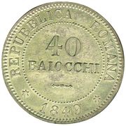 40 Baiocchi, Italy, 1849 reverse image