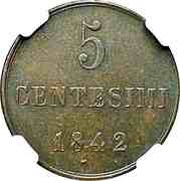 5 Centesimi - Carlo Alberto, Italy, 1842 reverse image