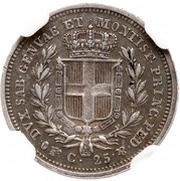 25 Centesimi - Carlo Alberto reverse image