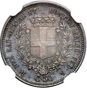 50 Centesimi - Victor Emmanuel II, Italy, 1850-1861 reverse image